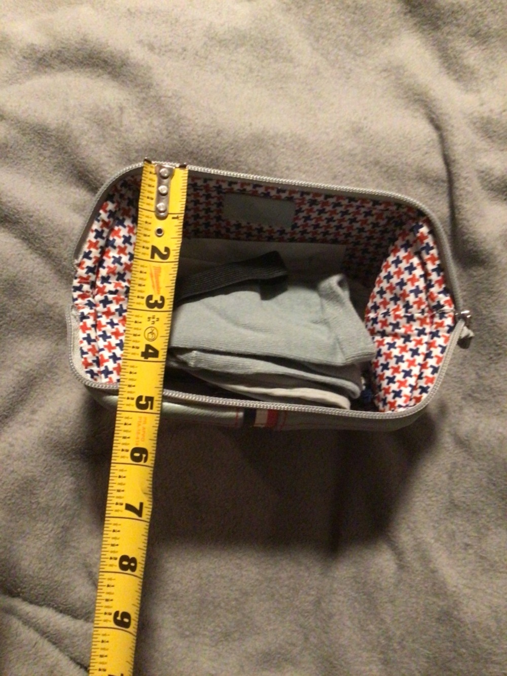 American Airlines 100th Anniversary Amenity Kit Bag Grey Red Blue - Picture 6 of 13